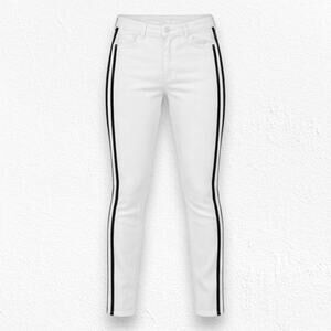 Mother White Navy Stripe Looker Ankle Glass Slipper Racer Skinny Jeans Size 27